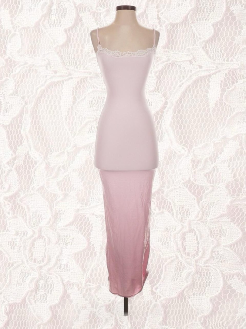 Skims Fits Everybody Lace Long Slip Dress in Cherry Blossom - Picture 2 of 3